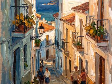 A painting of an ordinary street in Málaga.
