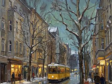 A painting of an ordinary street in Berlin.