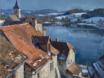 A painting of an ordinary street in Zurich.